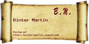 Binter Martin névjegykártya